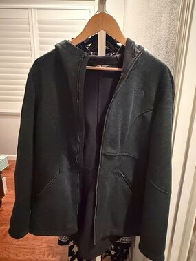 The North Face Charcoal Gray Full-Zip Hooded Fleece Jacket